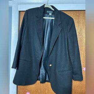 Oversized black blazer with gold button
